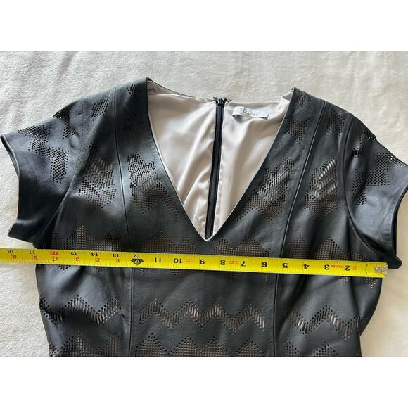 Parker Size M Serena Perforated 100% Leather Mini Dress Dark Brown $550 - Picture 14 of 16